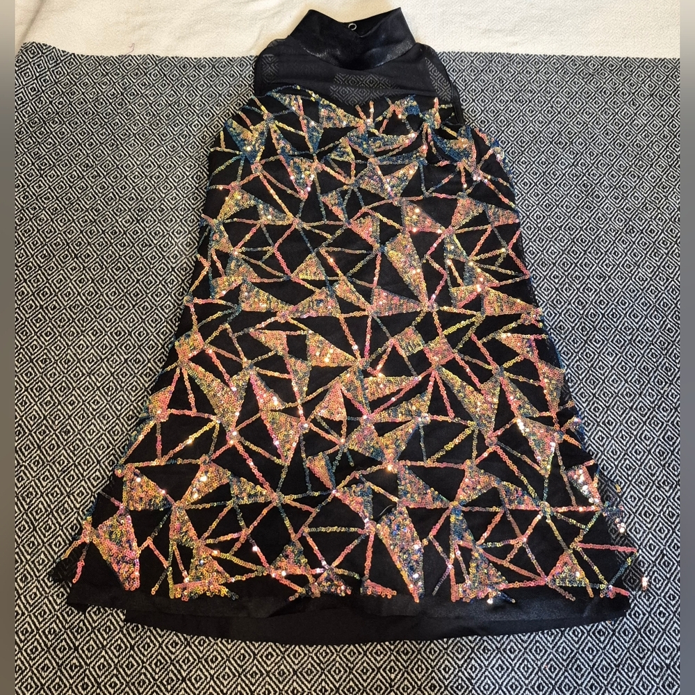 Weissman Black Sequin Dance Jazz Outfit Size LC